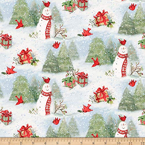 Susan Winget Christmas Snowy Cardinals Multi Quilt Fabric By The Yard