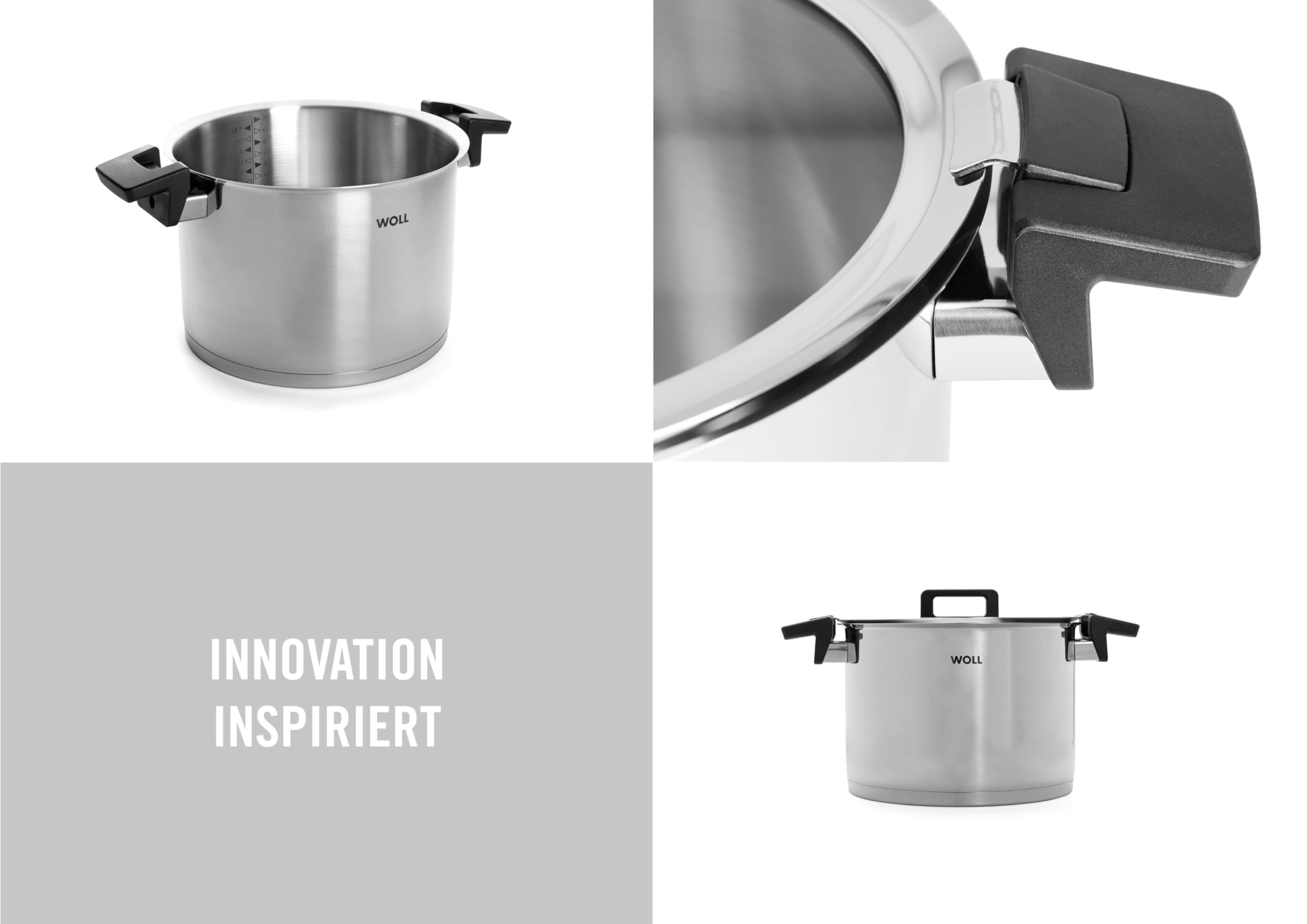 Woll Concept wysoki garnek do gotowania z pokrywką – indukcyjny, Ø 24 cm, wysokość 17 cm, 7,6 l – nadaje się do wszystkich rodzajów kuchenek, stal nierdzewna, nadaje się do piekarnika do 200°, srebrny