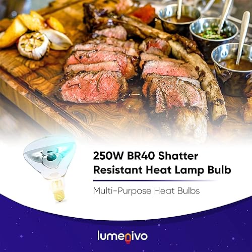 Miniatura 4 de lumenivo Bombilla de calor BR40 de 250 W, lámpara de calor transparente, lámpara de calor para baño, bombillas calentadoras de alimentos, bombilla