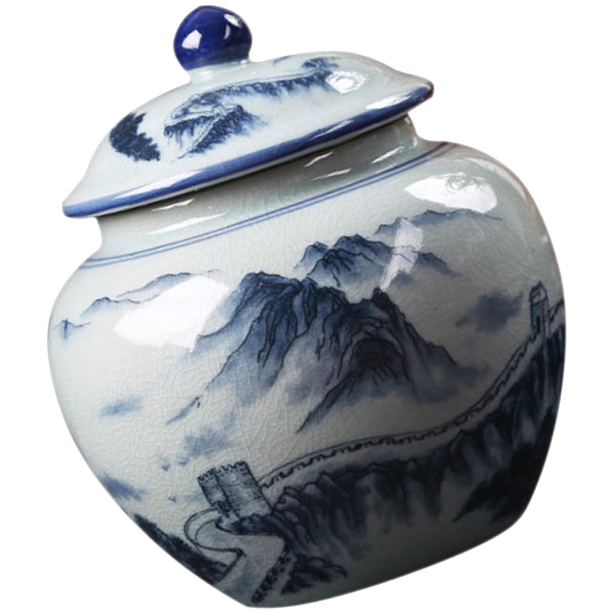 Beavorty Keramik Teedose Vintage Chinesischer Stil Klein mit Dicht Schließendem Deckel für Losen Tee Zucker Kaffee Dekoratives Vorratsglas für Küche und Teehaus