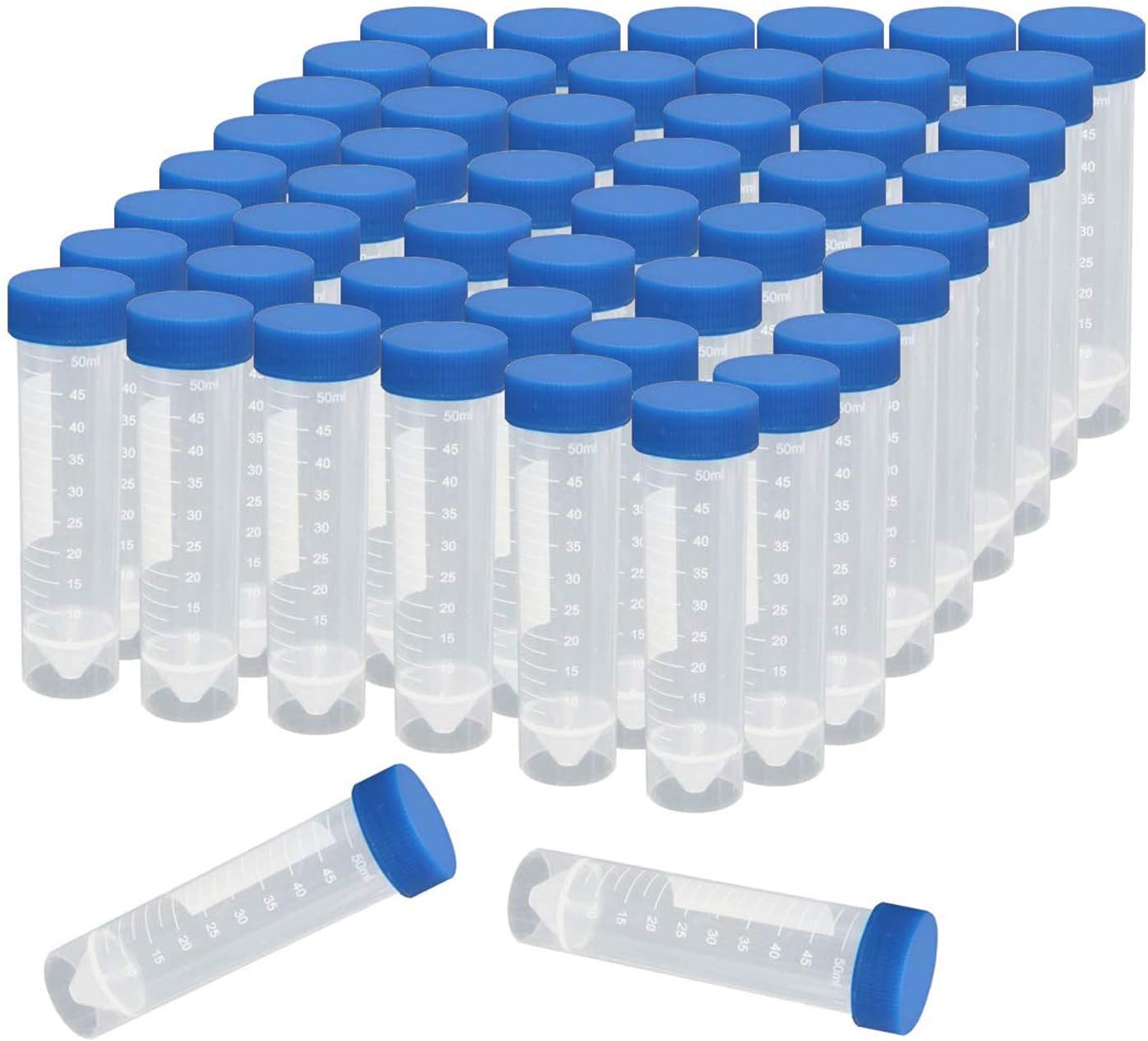 CertBuy 50ml Plastic Centrifuge Tubes with Screw Cap, CBTONE 50 Pack Self-Standing Plastic 50ml Test Tube Polypropylene Conical Tubes with Cap, Graduated Marks