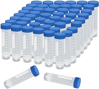 50ml Plastic Centrifuge Tubes with Screw Cap, CertBuy 50 Pack Self-Standing Plastic 50ml Test Tube Polypropylene Conical Tubes with Cap, Graduated Marks