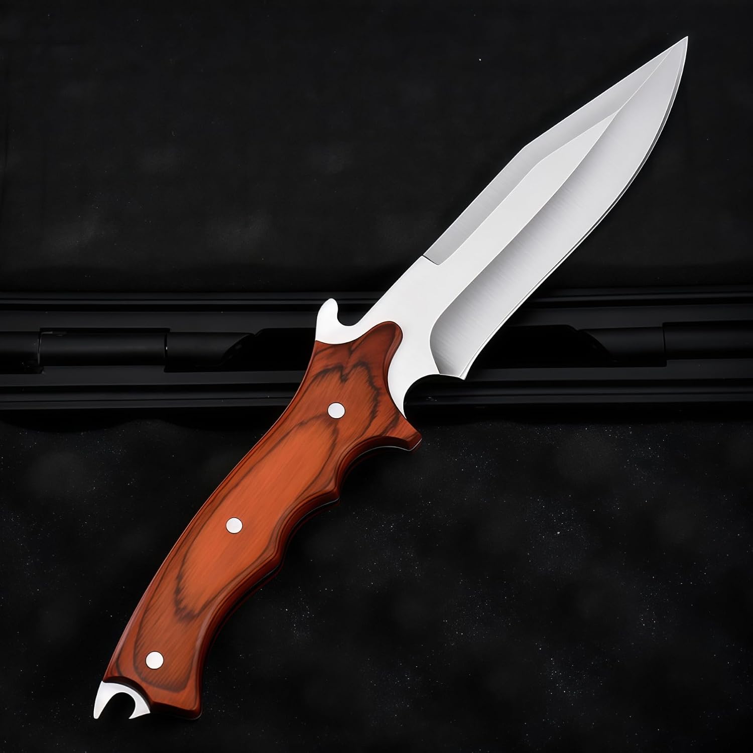 Hunting Knife, Full Tang Outdoor Knife for Bushcraft, HRC 58, 9Cr18MoV Steel, Rosewood Handle, Fixed Blade Knife, Camping Gear, Knives for Men, Gift Ideas for Boyfriend