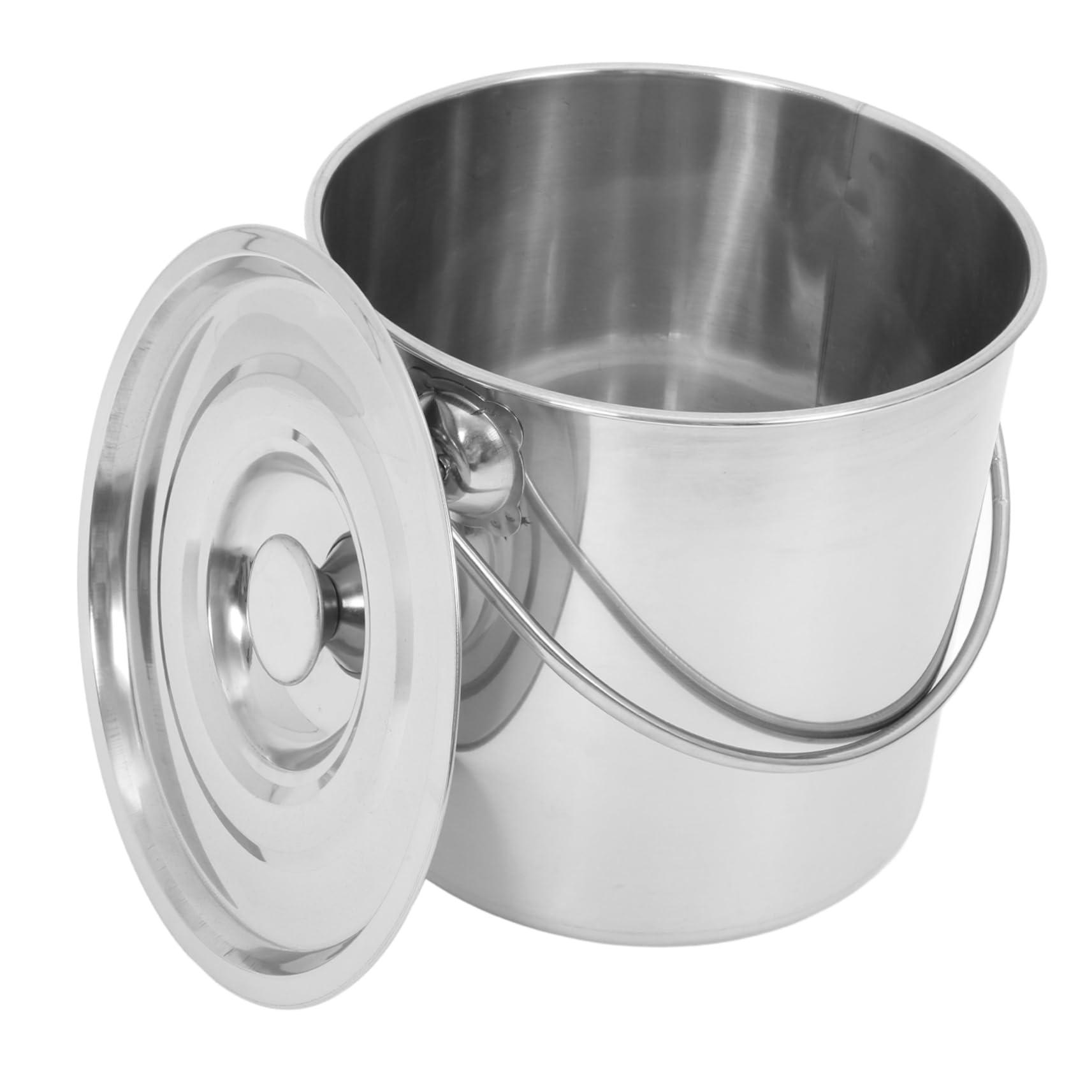 Edelstahl Kübel mit Deckel und Griff, Große Kapazität, Silber