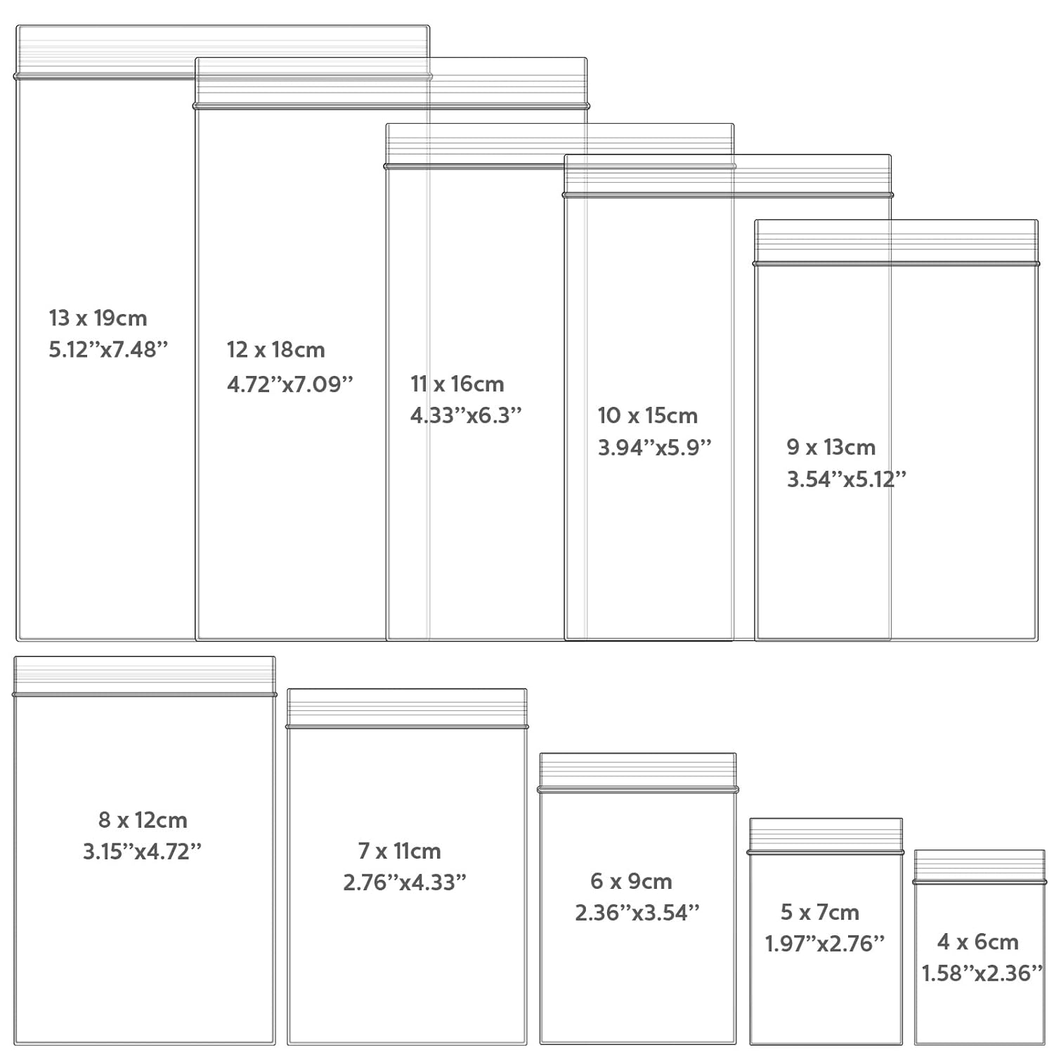 1000 Pack Resealable Plastic Bags Transparent Zipper Poly Bags