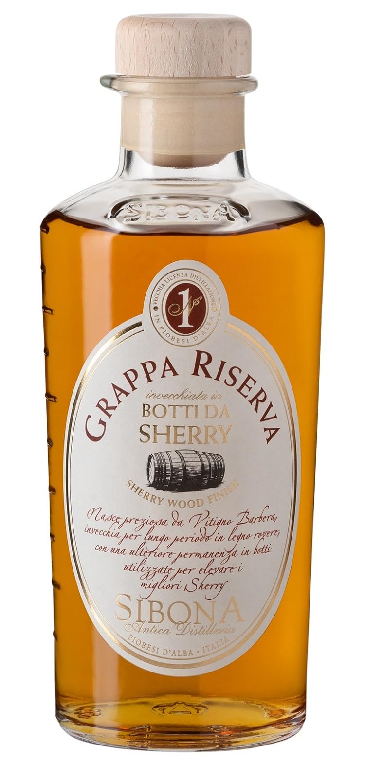 Nº1 SIBONA Grappa Riserva Botti da Sherry 40% vol. (1 x 0,5l) – Eleganter Grappa aus Italien im spanischen Sherry-Fass gereift