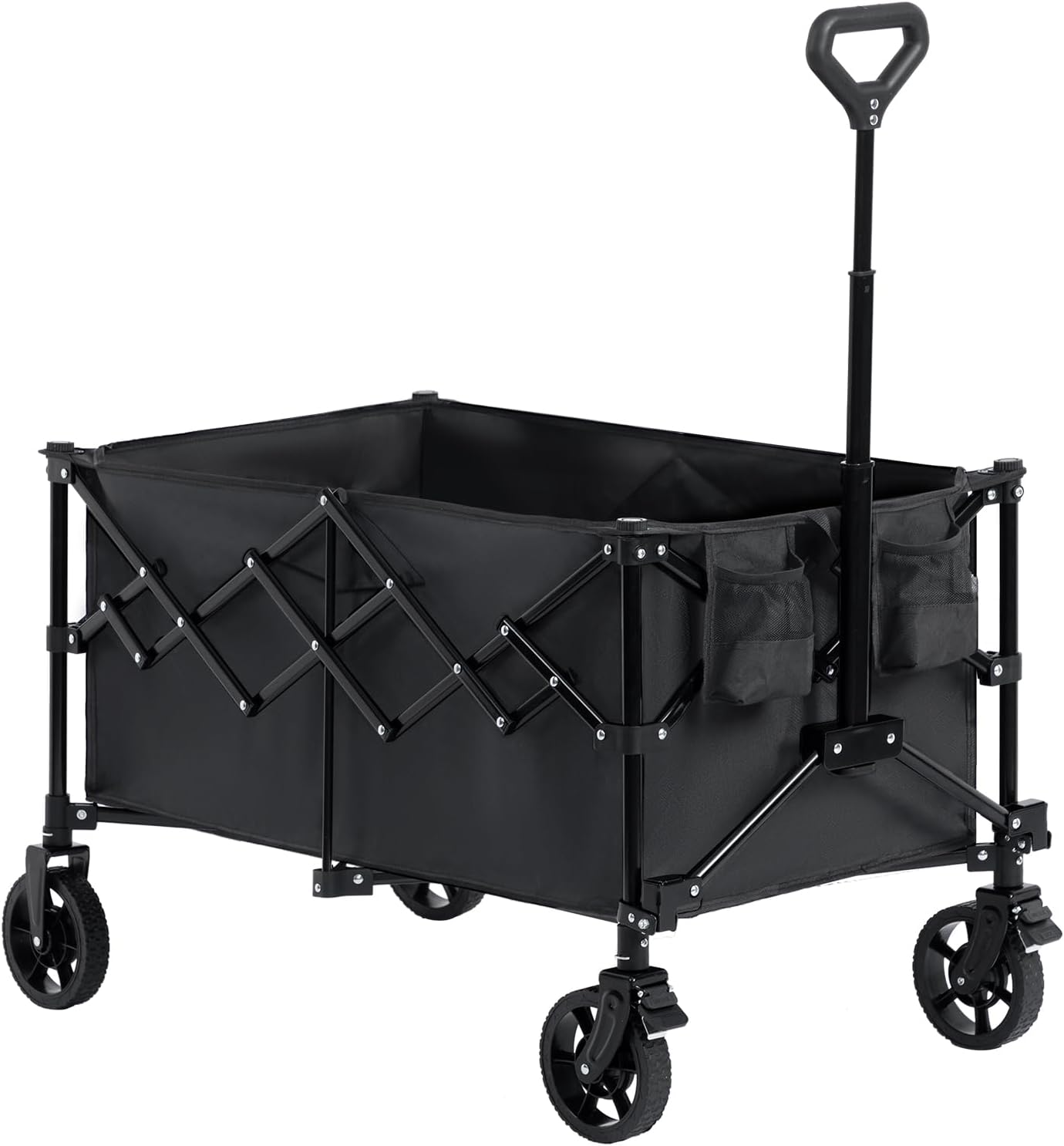 ALIMORDEN Collapsible Wagon Cart with Wheels,Foldable Large Capacity Outdoor Garden Tool Cart, Different color from the photo