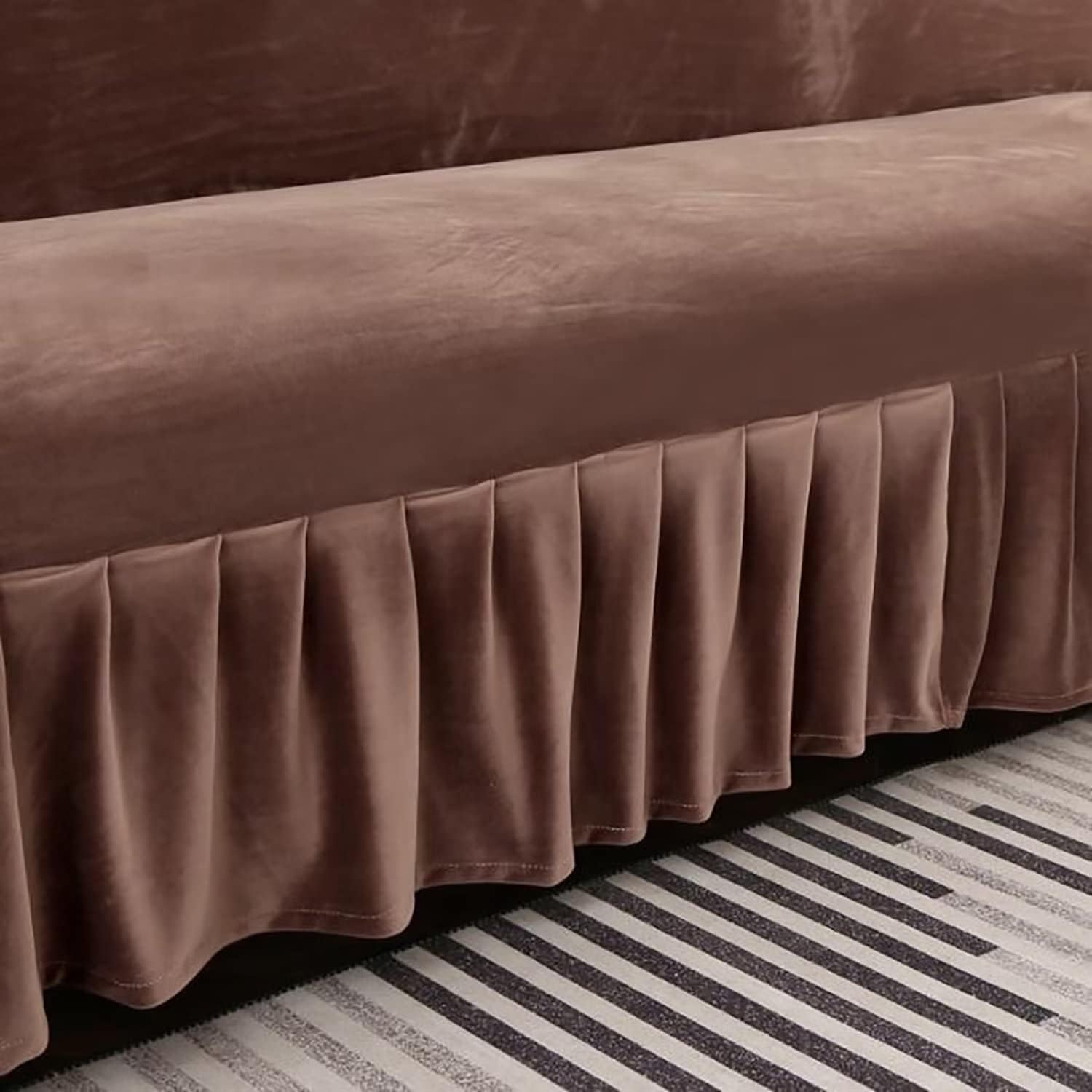 Armless Thick Plush Futon Cover Stretch Velvet Sofa Bed Slipcover Soft Couch Sofa Cover Futon Slipcover Futon Sofa Cover Furniture Bed Protector,47.2"-55",Brown