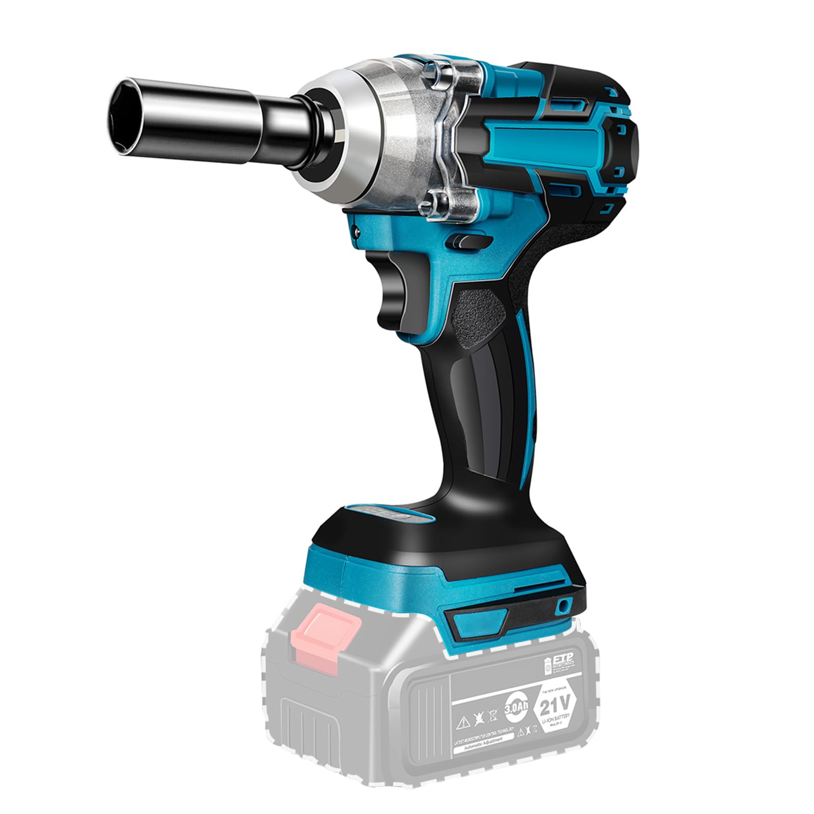 Atornillador de impacto con batería de 1/2 pulgadas, sin escobillas, 520 Nm, 18 V, compatible con luz LED, sin escobillas, para Makita (sin batería, sin cargador)