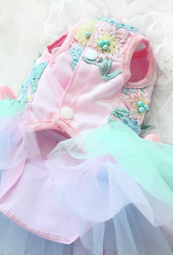 Summer Pet Princess Dresses for Small Dogs Cute Cheap Cats Dog Wedding Dress Skirt Maltese Clothing Mascota Costume Puppy Clothes (Size : Small) (Large)