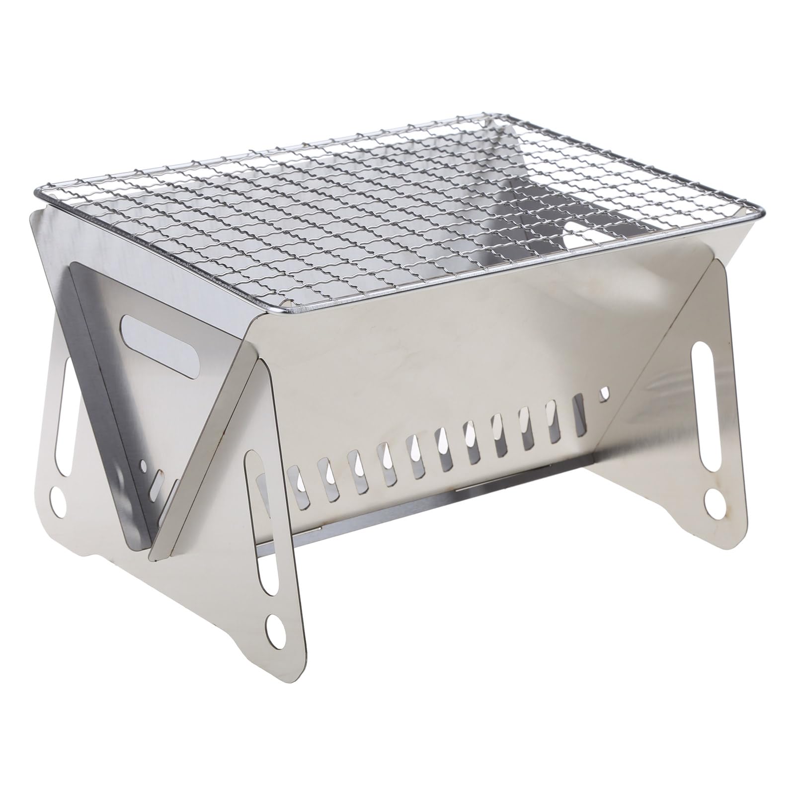 Portable Folding BBQ Grill Stove Outdoor Stainless Steel Barbecue Net Card Firewood Barbecue Rack