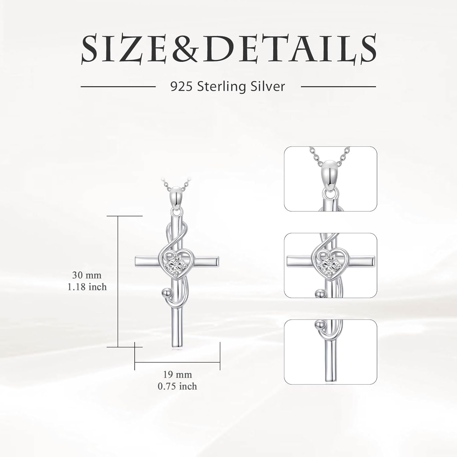 Music Note Necklace 925 Sterling Silver Cross Treble Clef Pendant Necklace Music Jewelry for Women Christmas Gifts - Image 6