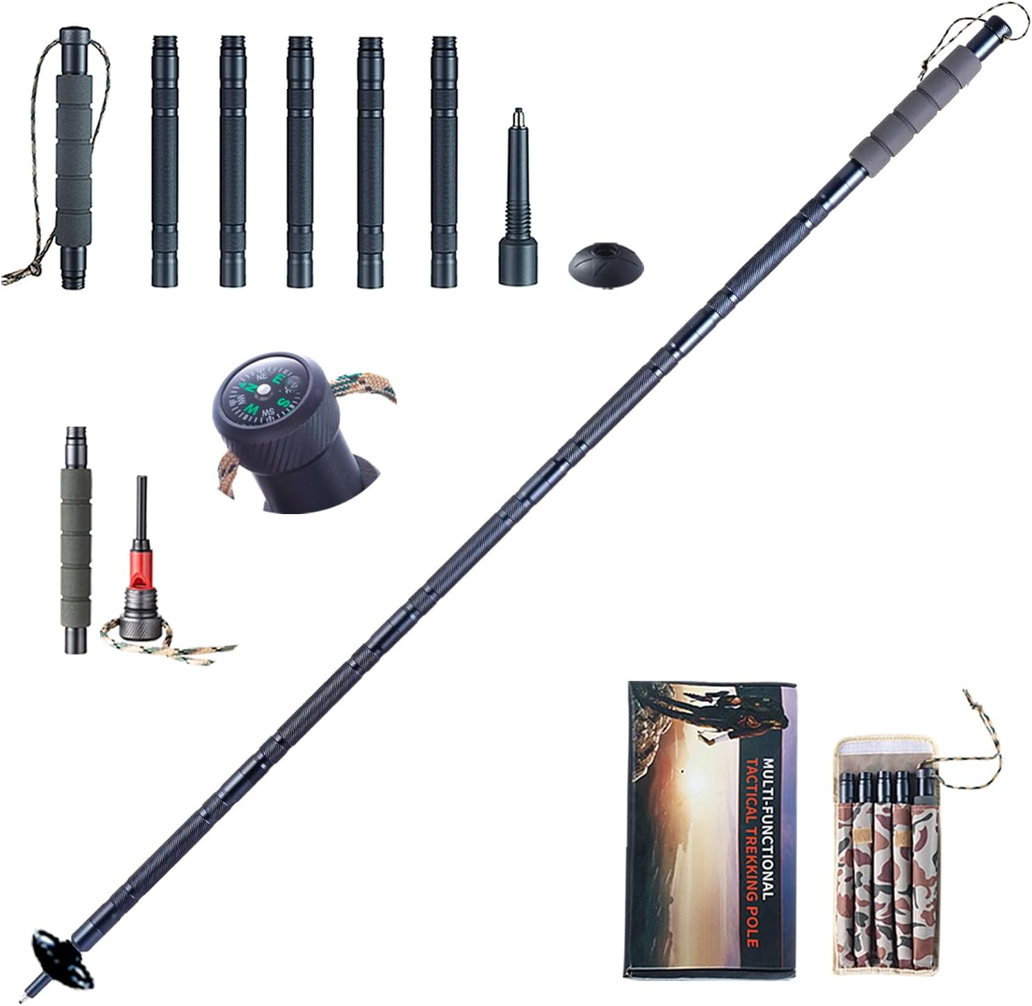 Trekking Pole Kit for Hiking, Mountaineering, 13.84 oz, Fully Adjustable, Compact Storage, Business Grey
