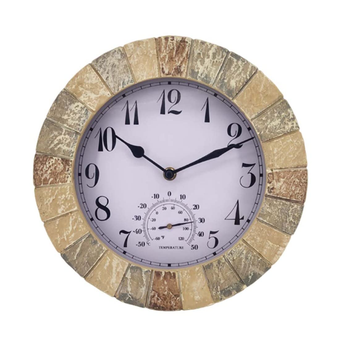 Horloge Murale Suspendue avec thermomètre étanche, Horloge de Jardin extérieure