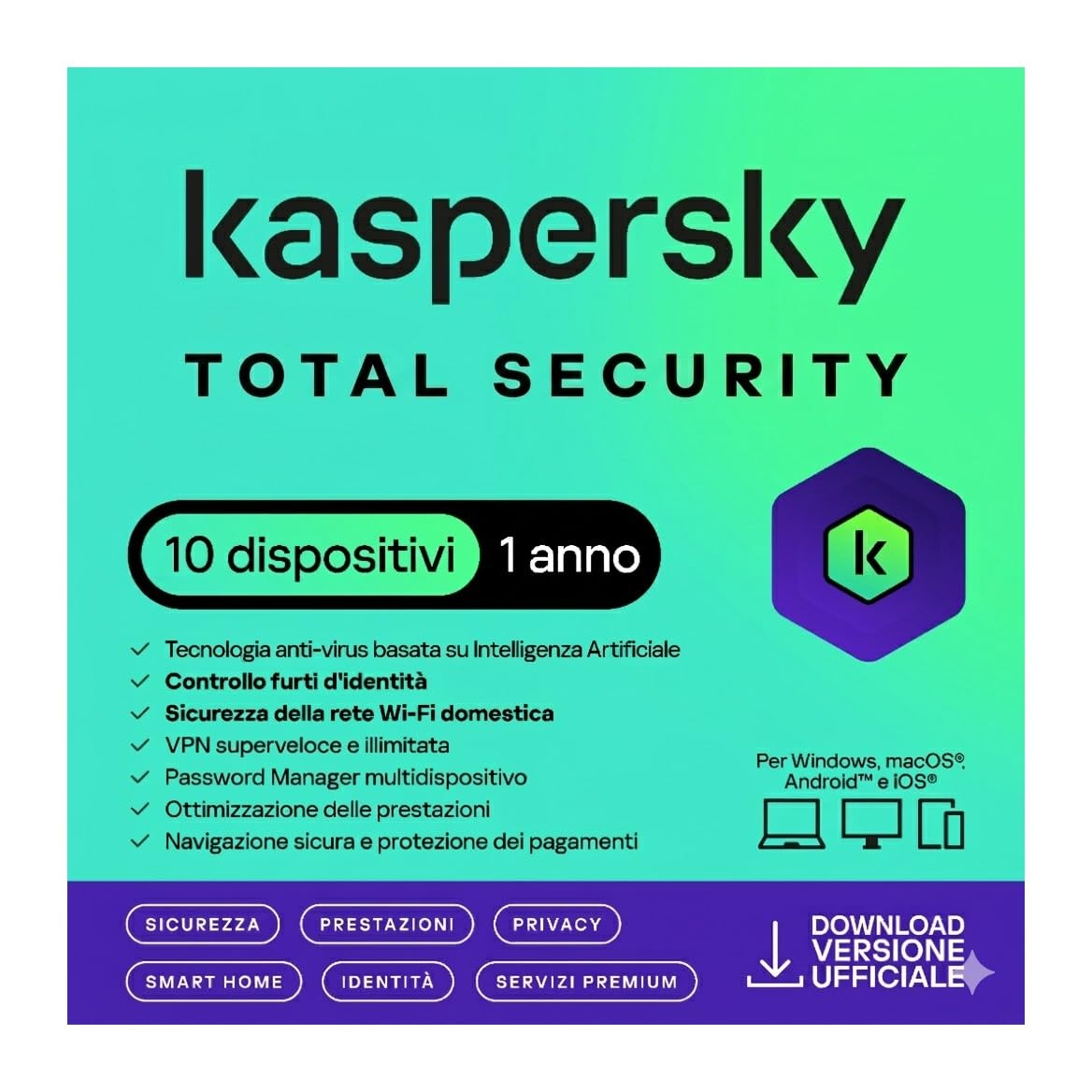 nextradeitalia Kaspersky Total Security 2021 PC/Mac/Android/iOS -1 rok - 10 DISPOSIT nx2