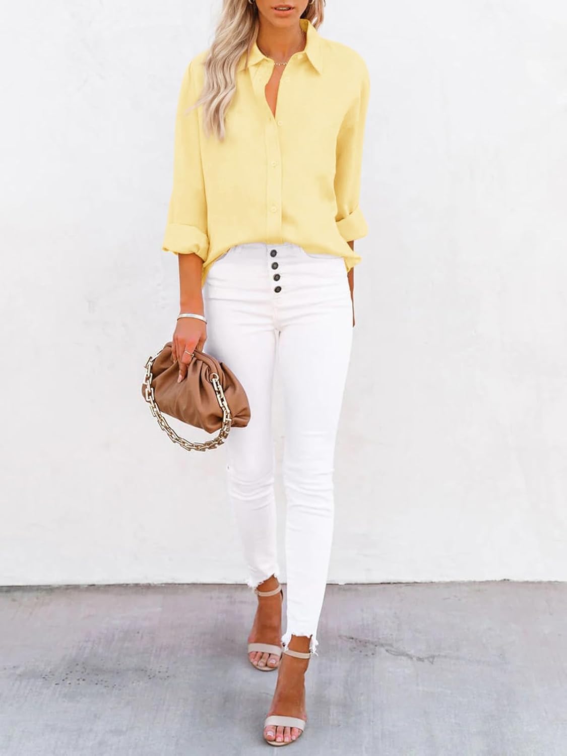 siliteelon Button Down Shirts for Women Dress Shirts Cotton Long Sleeve Collared Blouse Work Business Casual Tops - Image 5