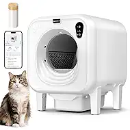 Self Cleaning Litter Box, Extra Large Automatic Cat Litter Box Self Cleaning for Multiple Cats, App Control, Safety Protection, Ultra-Quiet,Includes Trash Bags,White