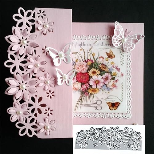 Plantillas troqueladas de metal, hojas de borde de flores, plantillas cortadas para álbumes de recortes, álbumes de recortes, troqueles decorativos