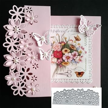 Flowers Border Leaves Metal Die Cuts,Srping Leaf Flower Edge Cutting Dies Cut Stencils for DIY Scrapbooking Album Decorative Embossing Paper Dies for Festival Card Making