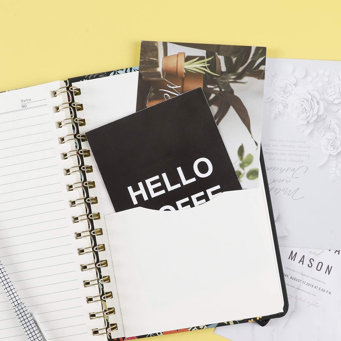 EOOUT Spiral Journal/Notebook, A5 Ruled Journal, Hardcover Notebook with Exquisite Inner Pocket, Strong Twin-Wire Binding, 5.75x 8.25, 140 Pages, for Women, Students, Office and School Supplies