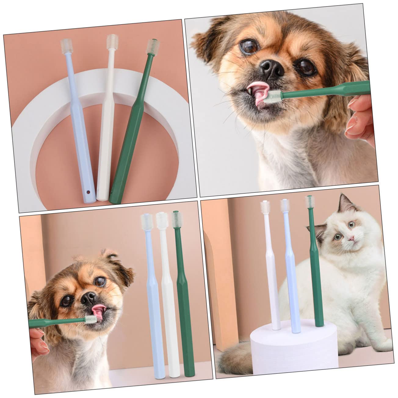 SUPVOX Lot De 3 Brosses À Dents Pour Chien Poils Souples Brosses À Dents Portables Pour Animaux De Compagnie Nettoyage Buccal À 360 Degrés En Plastique Pour Chats Et Chiens 4 Pièces X 3