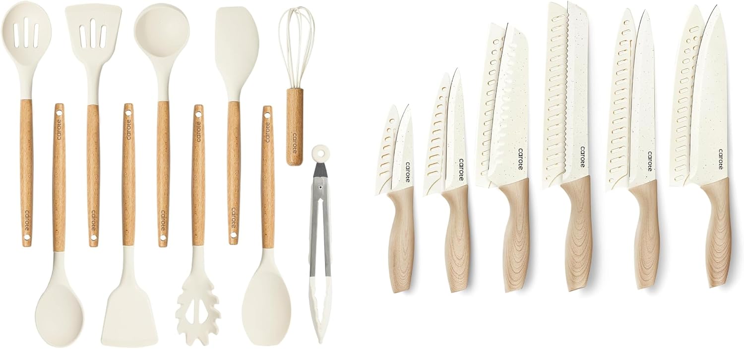CAROTE 22PCS Knife Set and Utensils Set