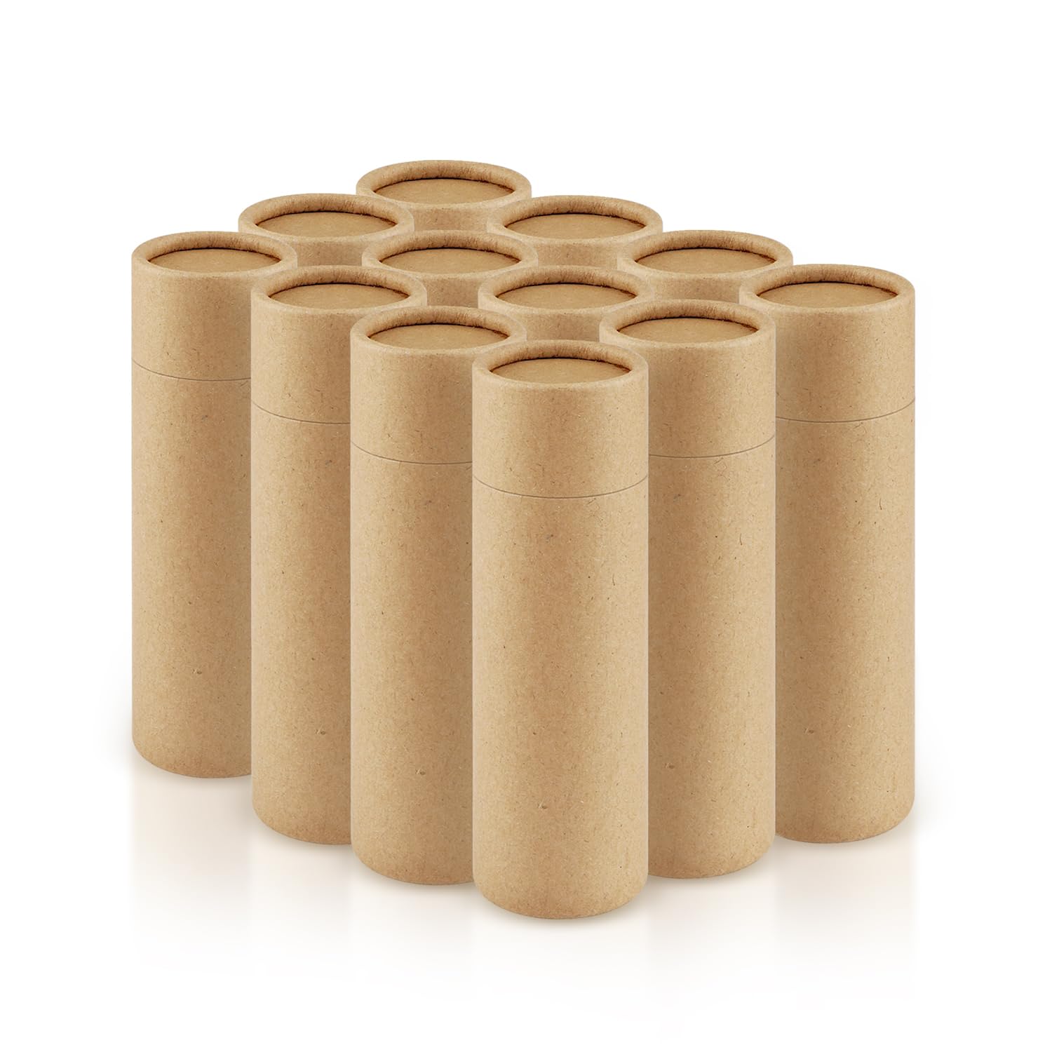 DMuuuDM 12 Pcs 1 oz Paperboard Lip Balm Tubes,Empty Kraft Paper Chapstick Tube Holder,Push-Up Style Biodegradable Solid Perfume Lip Gloss Container