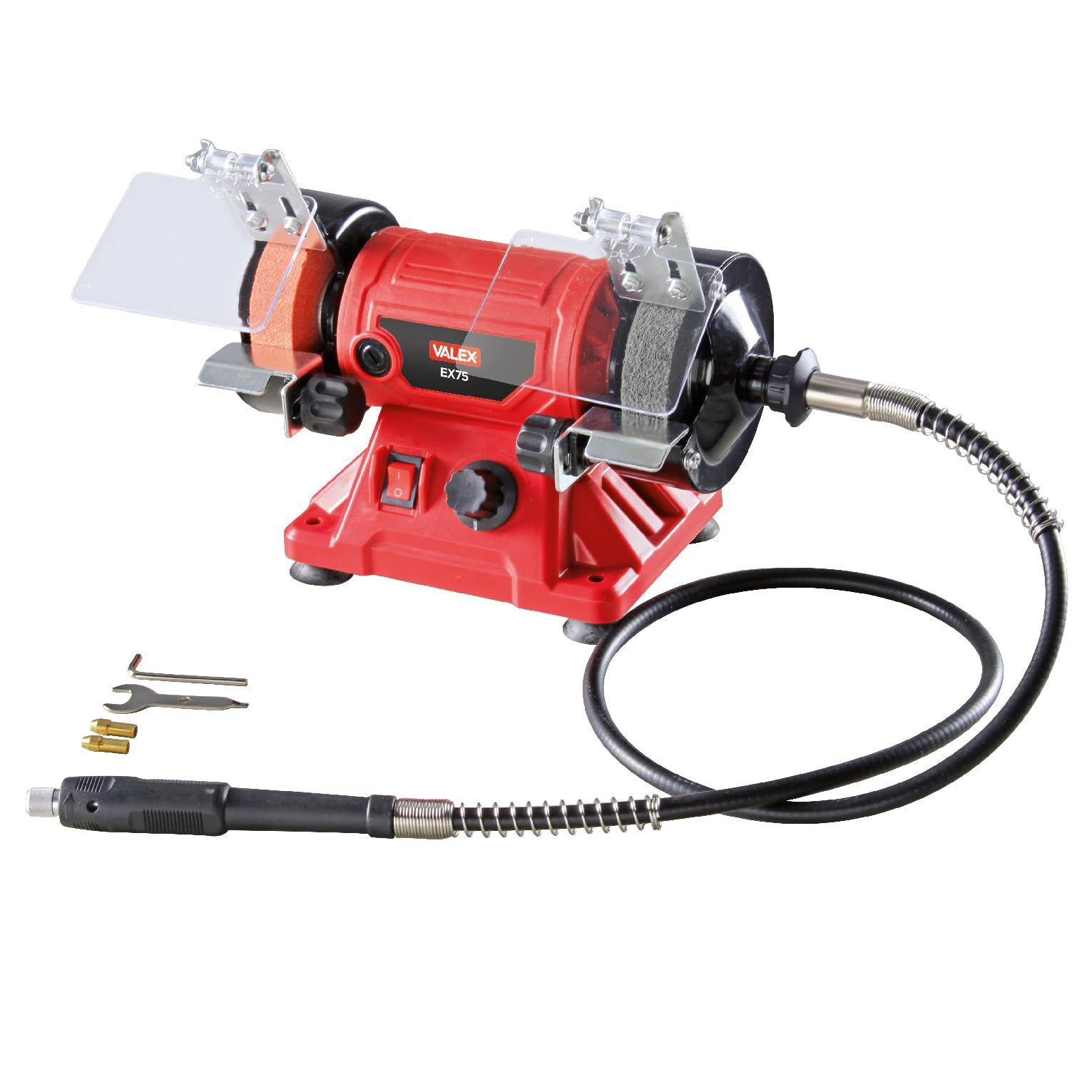 Valex EX75 Smerigliatrice da Banco Combinata, 150W, albero flessibile 1m e 85 accessori inclusi