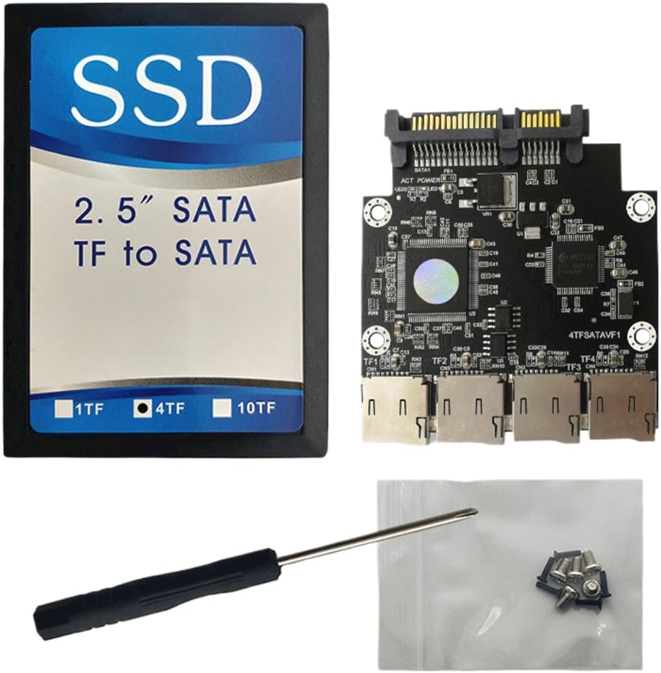 4-Port TF/SD Memory Card To SATA Adapter Stable Transmit SSD Industrial Embedded Memory Module 2.5 Inch SD/TF To SATA Electronic Hard Disk for Computer Motherboard Hard Disk Recorder