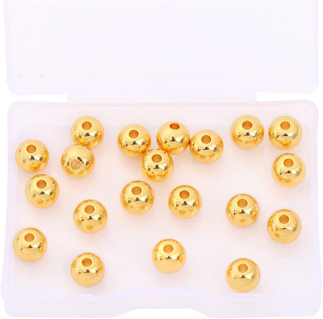 18K Gold Plated Round Spacer Beads 8mm 20pcs for Jewelry Making Findings Non Tarnish - Image 5