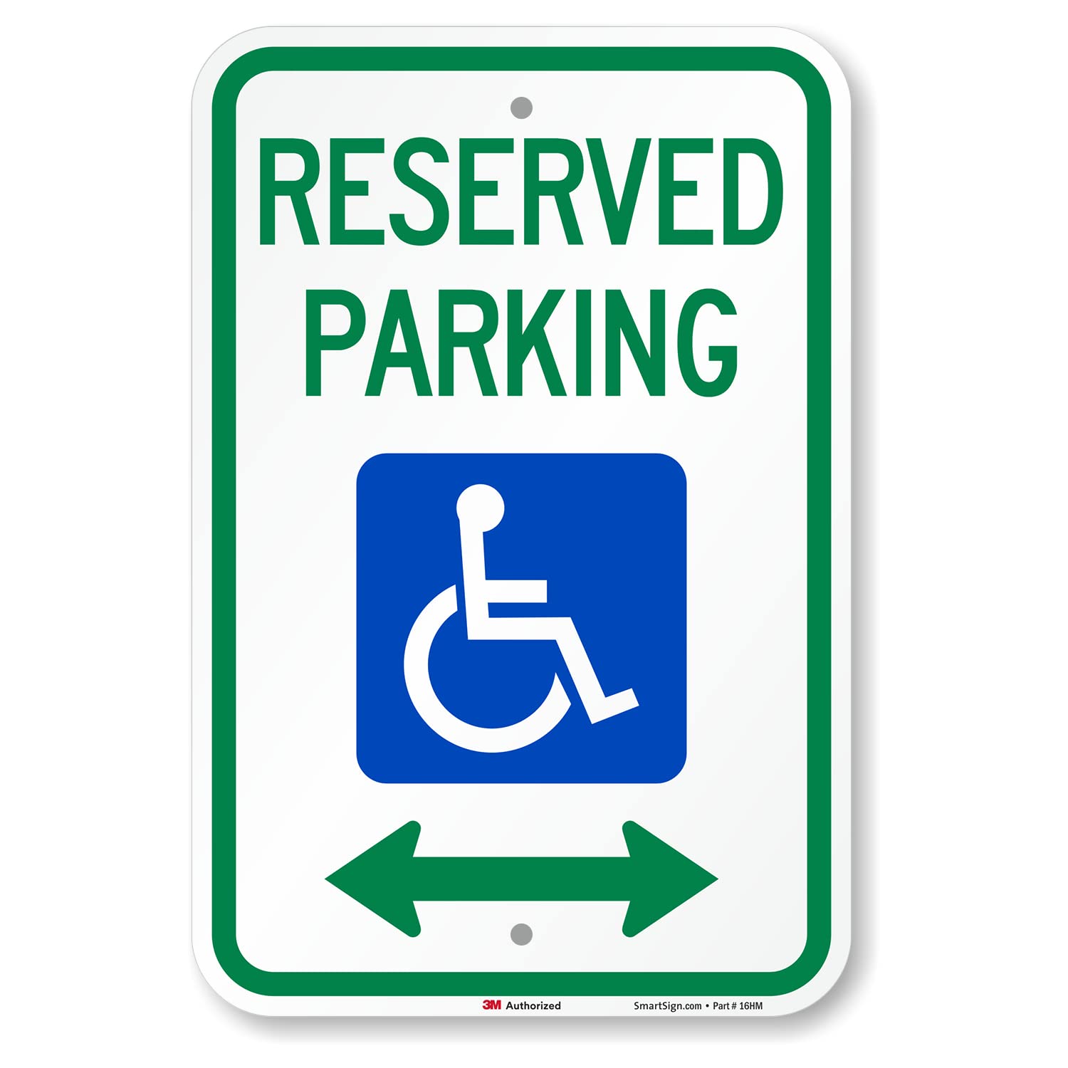 SmartSign "Reserved Parking" Handicap Parking Sign With Bi-Directional Arrow | 12" x 18" 3M Engineer Grade Reflective Aluminum
