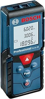 BOSCH GLM 40 Professional Laser Distance Measurer Versatile Laser Measuring Device Laser Class 2, Range up to 40.00 m, 0.15 m Memory Function, IP54 Rated Batteries Included 1 Yr Warranty