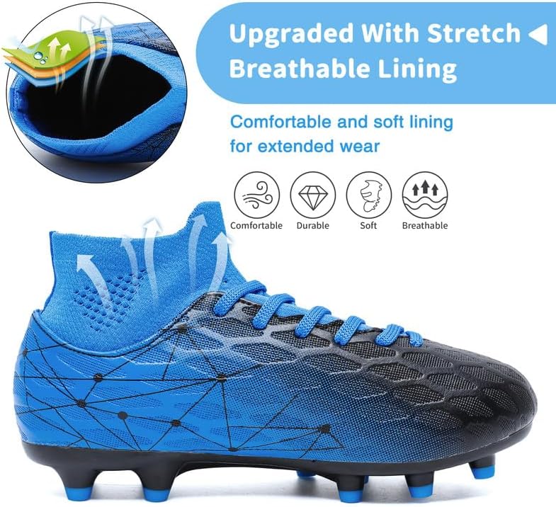 Hanani Boys Girls Soccer Cleats for Kids Football Shoes High Top Training Youth Football Cleats Outdoor/Indoor Athletic Turf Shoes - Image 4