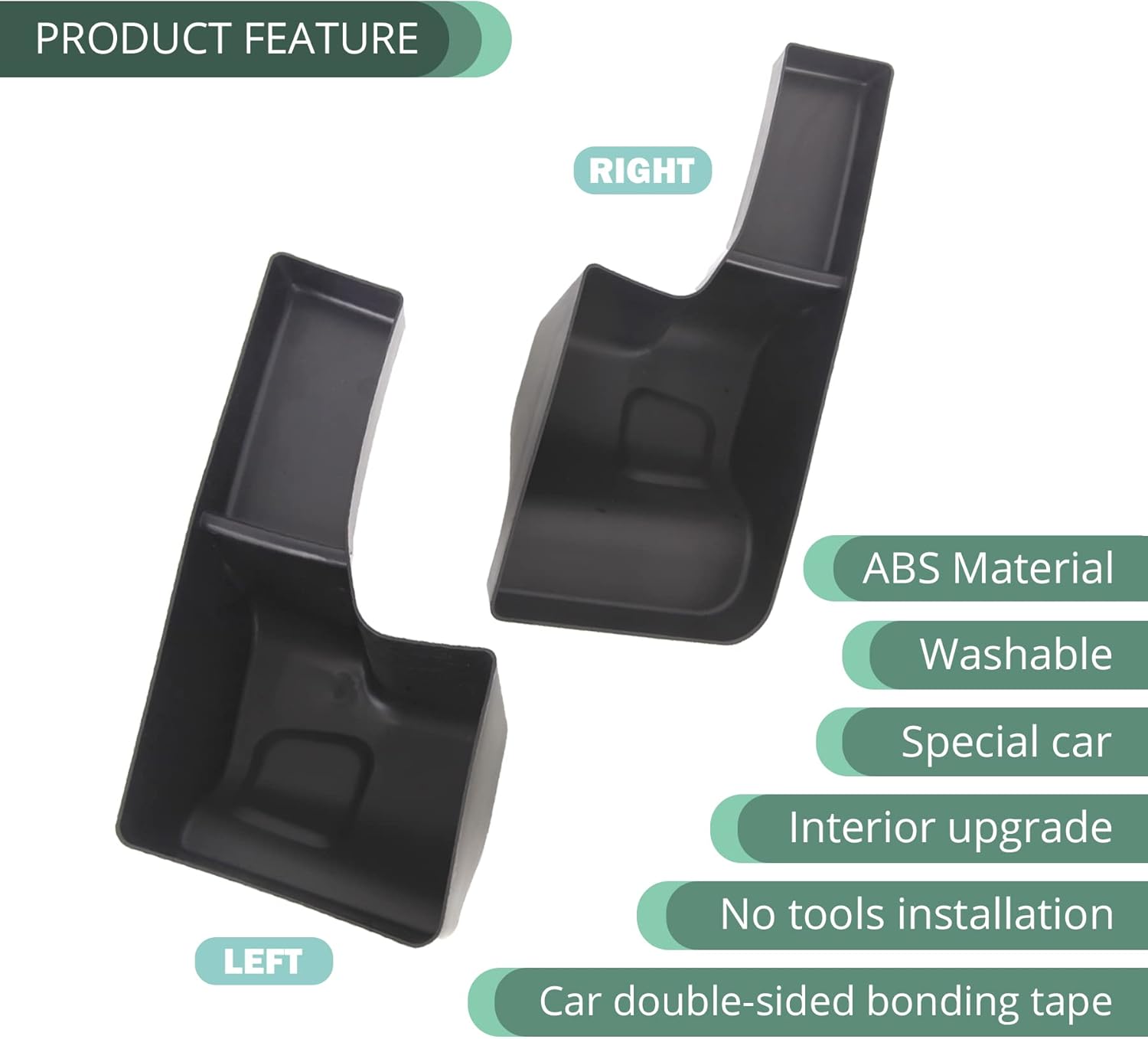 Rear Trunk Storage Tray Organizer Wheel Well Storage Bin for 2018-2022 Jeep Wrangler JL JLU Interior Accessories, Rear Cargo Side Tray, Cargo Expansion Box, Tape, Left & Right, Black