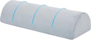 Shinnwa Knee Pillow for Back Sleeping, Half Moon Bolster Pillow for Legs and Back Pain, Leg Pillow with Washable Cover, Lumbar Support (Light Gray)