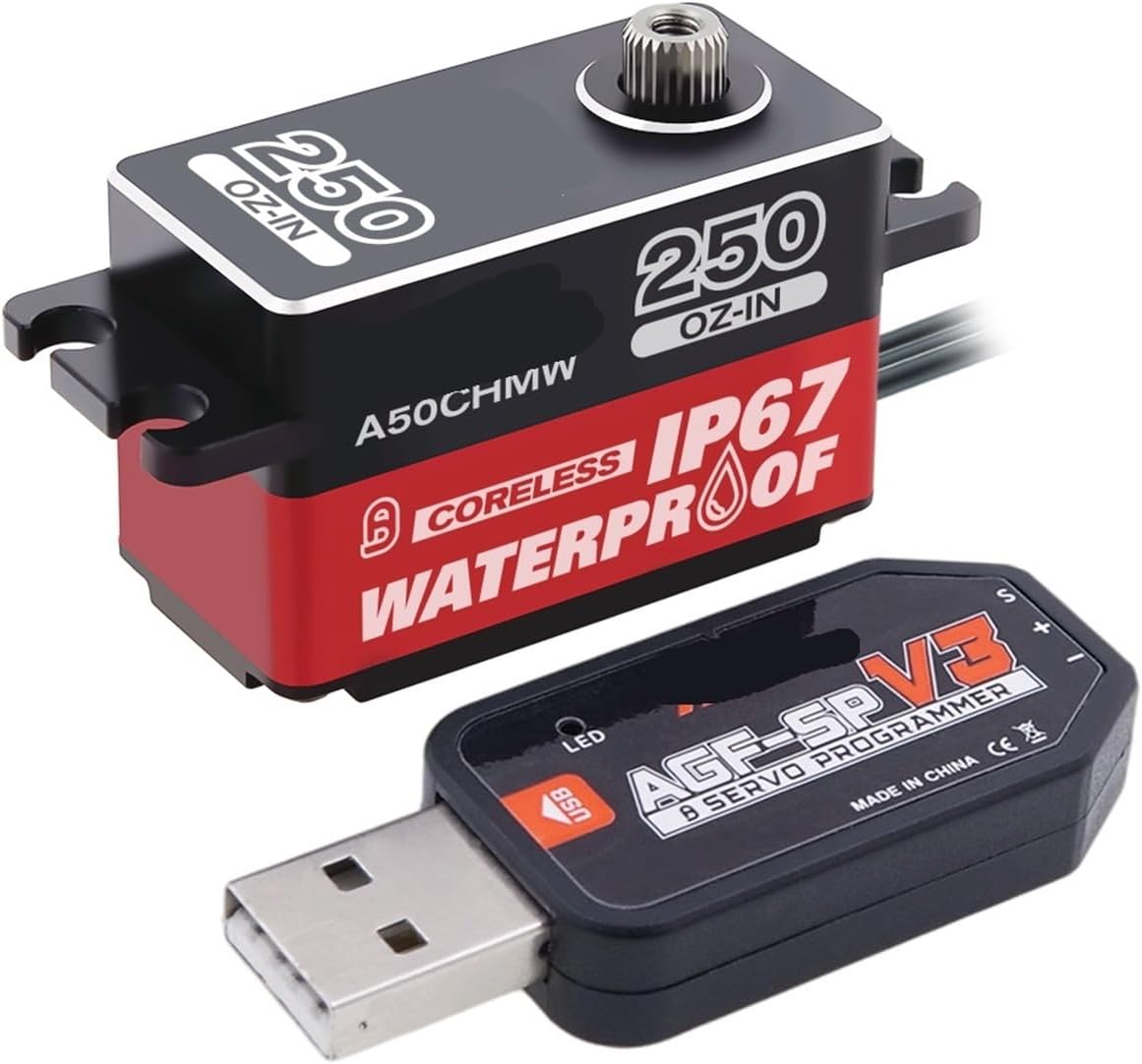 A50BHLW A50CH High Speed ​​19KG 18KG Waterproof IP67 Low Profile Brushless Coreless Remote Control Servo Suitable for 1/10 1/12(A50CHMW Set 2)