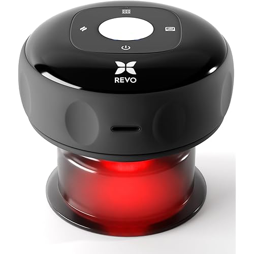 REVO The Original 4-in-1 Smart Cupping Therapy Massager, Red Light Therapy for Targeted Pain Relief, Knots, Aches, Muscle Soreness, Circulation & Tighter Skin, Portable Cupping Kit
