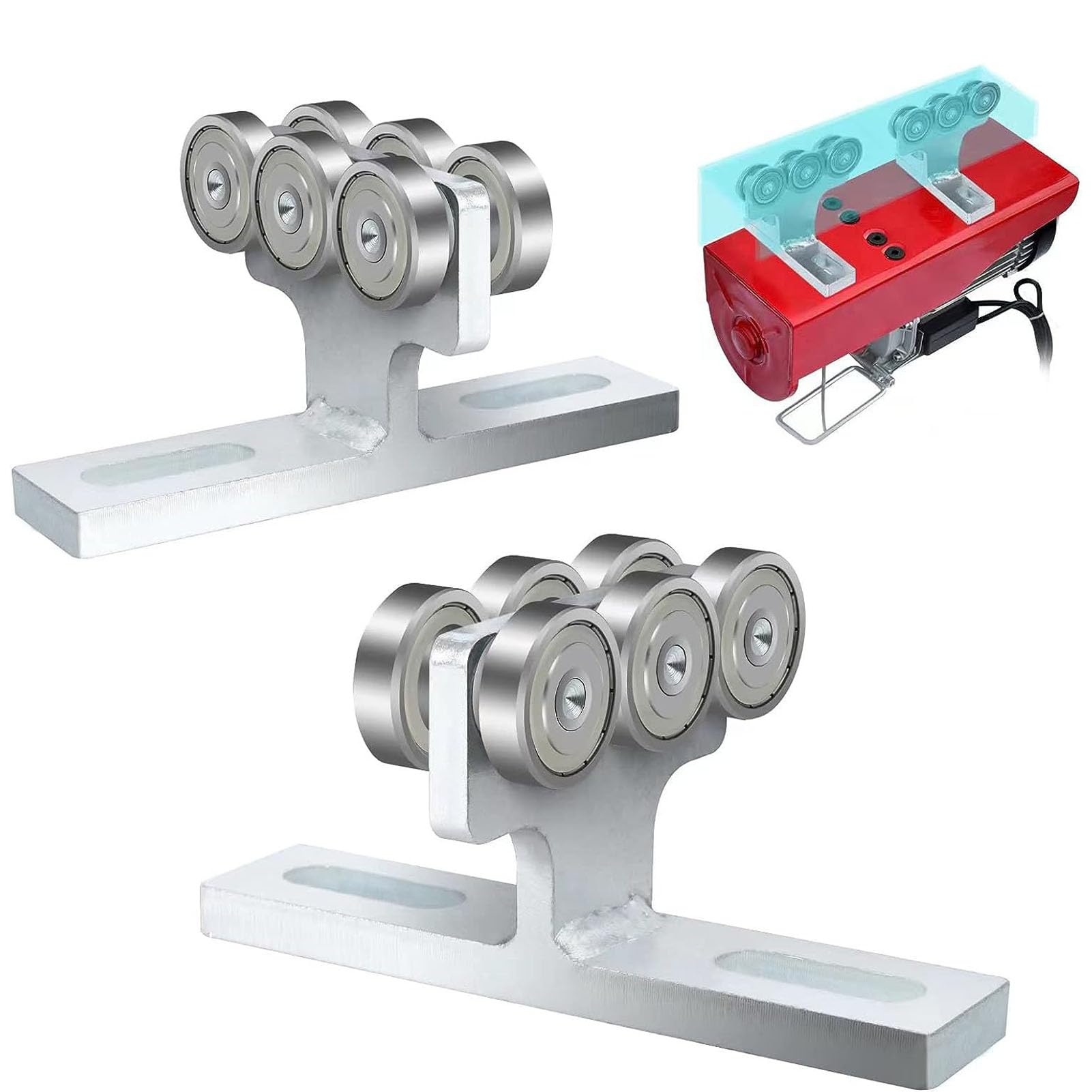 Carrello per paranco a 6 ruote da 2 pezzi, gruppo carrello con cuscinetti a basso rumore per PA200‑PA1000, rullo per carrello per paranco elettrico per canale da 1‑5/8