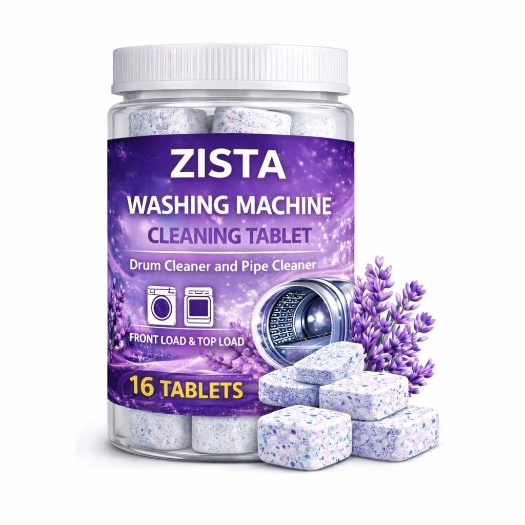 zista lavender-scented 24 pcs washing machine deep cleaner descaler tablets for all front and top load machines, with descaling and stain-removing power