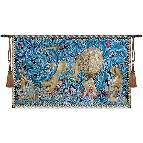 Artsence Tapestry William Morris Lion Fine Art Tapestry Wall Hanging 100% Cotton Size 55"x33" Cover