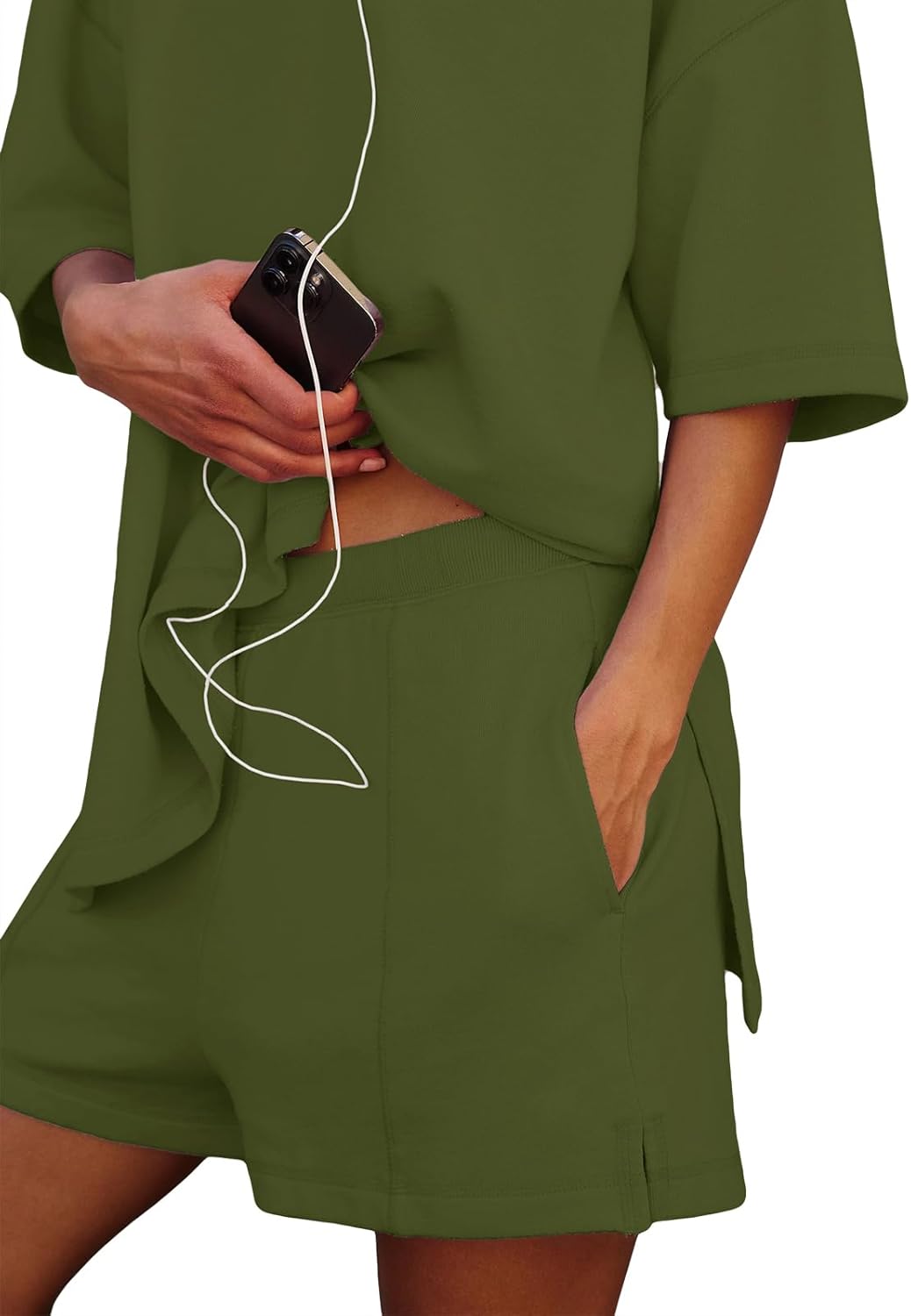 Womens Shorts Sets 2 Piece Outfits Summer 2026 Half Sleeve Crew Neck Lounge Sets Matching Clothing - Image 2