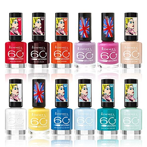 Rimmel London 60 Seconds Nail Polish Color Lacquer Set 12-Piece Collection