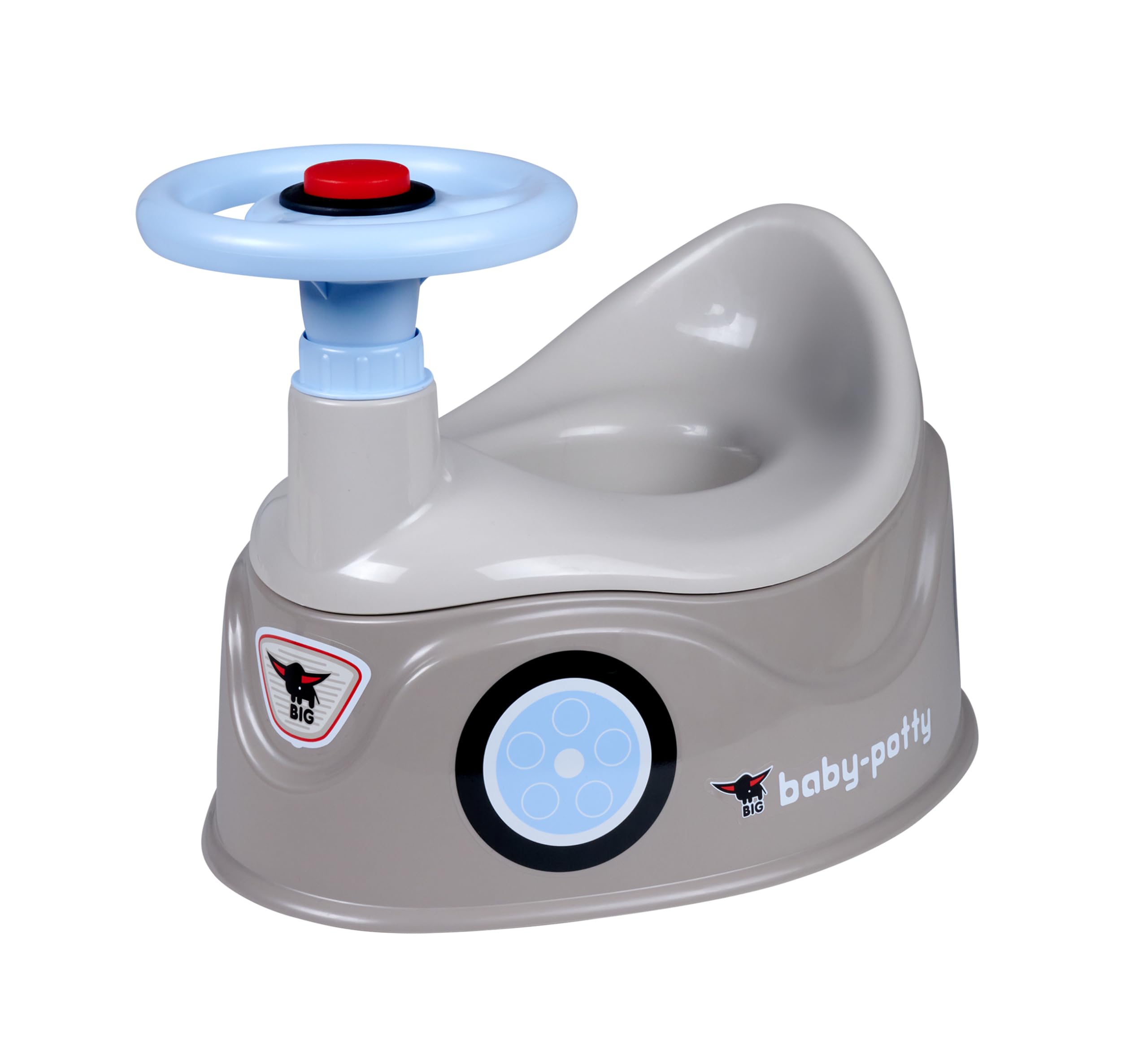 BIG-Baby-Potty grau - Lerntöpfchen im BIG-Bobby-Car Design mit abnehmbarem Lenkrad und hoher Rückenlehne, herausnehmbarer Einsatz, für Kinder ab 18 Monaten