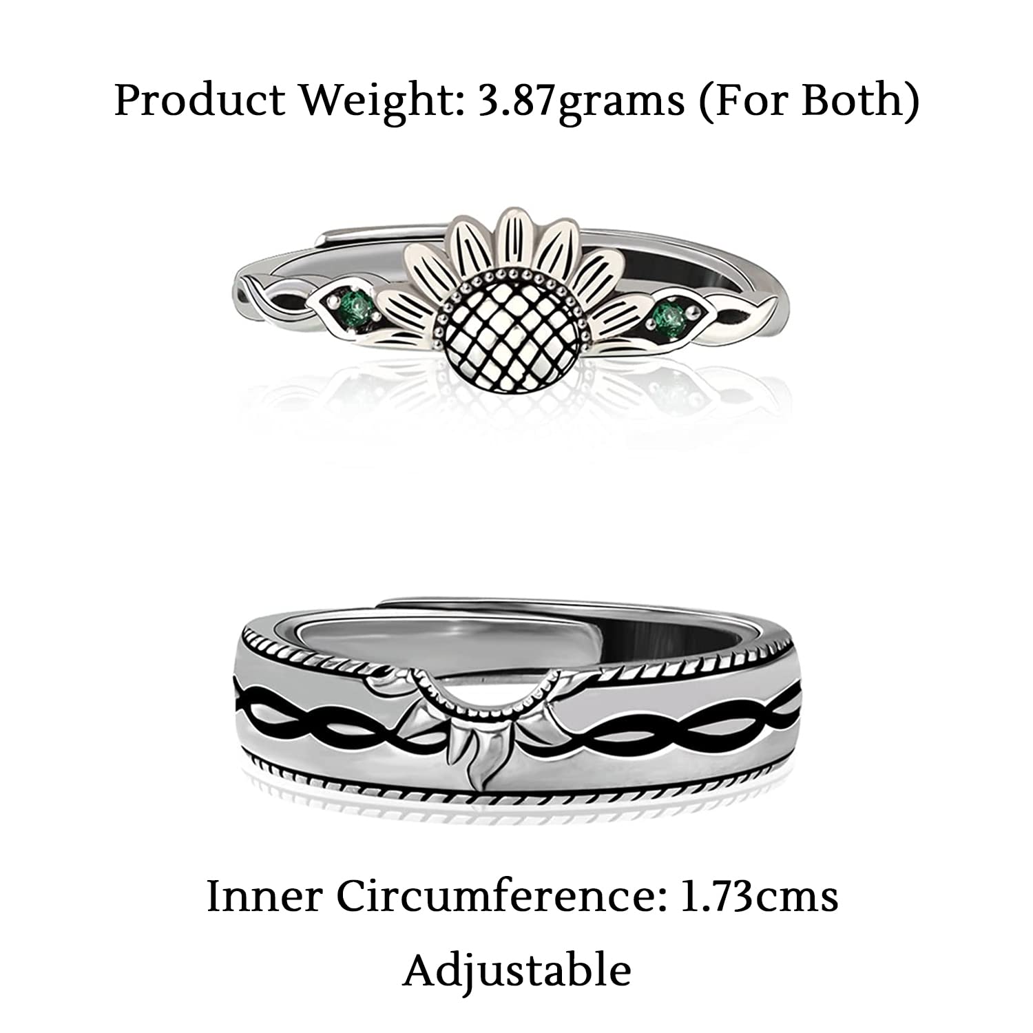 925 Sterling Silver Adjustable Rings, Pure Gift for Women