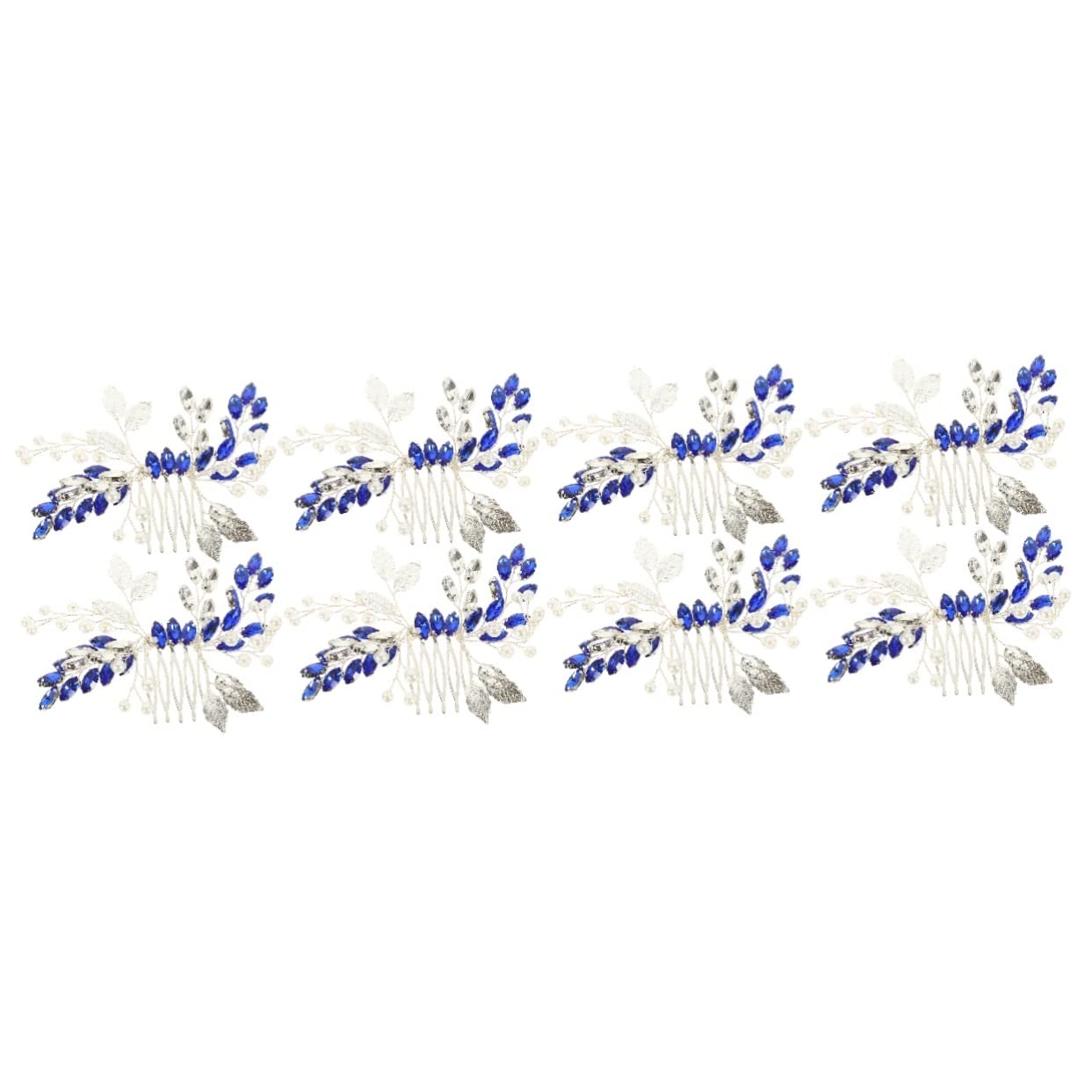 POPETPOP 8 Piezas Tocados De Novia Accesorio Para El Cabello Para Mujer Accesorios Para El Cabello De Boda os Para El Azul Peine Hoja De Plata Europeo y Americano Metal