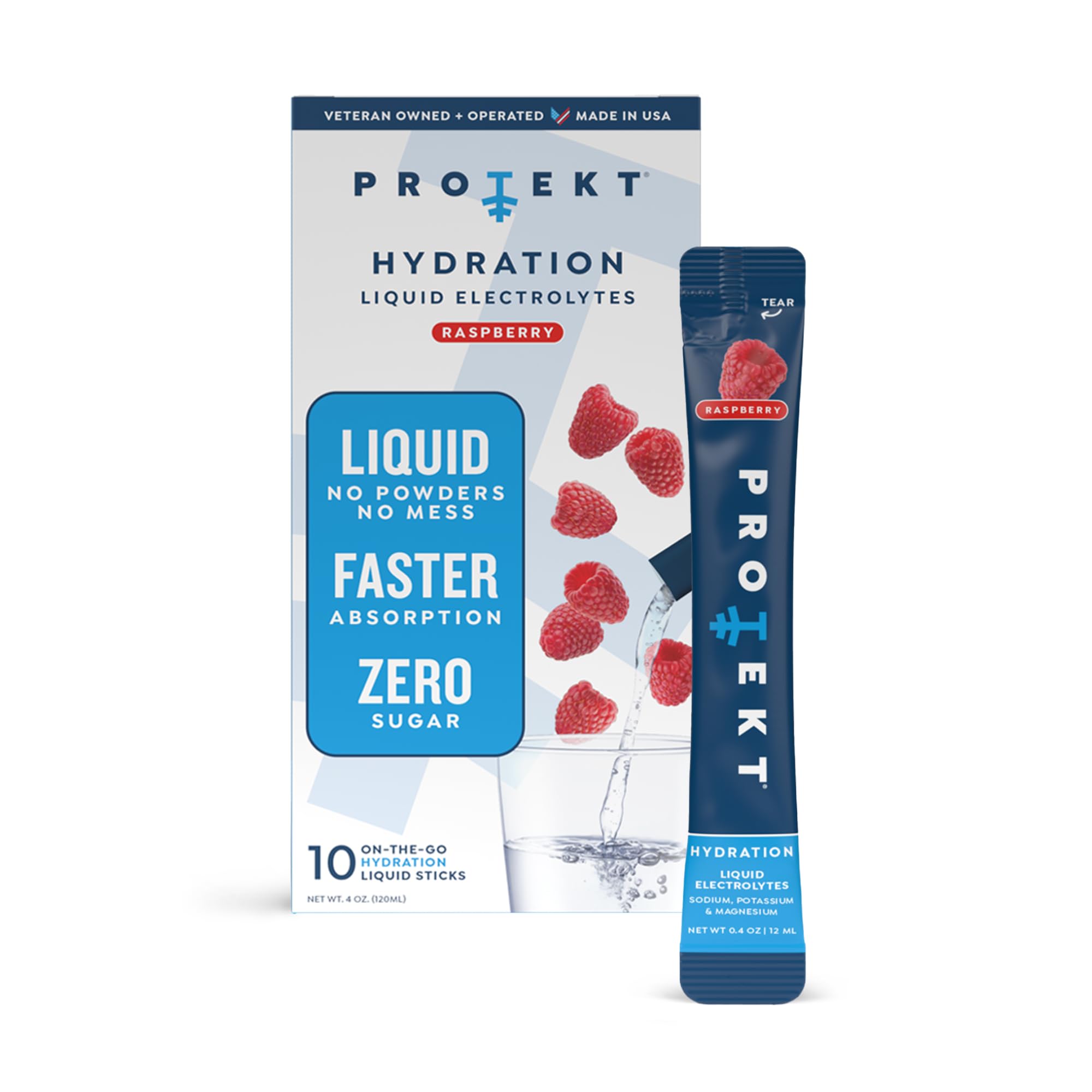 Electrolyte Packets for Recovery & Hydration | Organic & Sugar-Free Electrolytes Drinks | Works Faster Than Powder Drink | On-The-Go Liquid Hydration Drink | Raspberry, 10 Pack