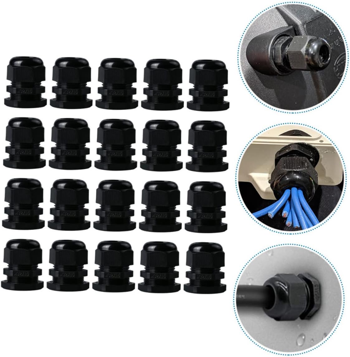 Ip68 Waterproof Nylon Cable Gland Cord Grip 20pcs Black