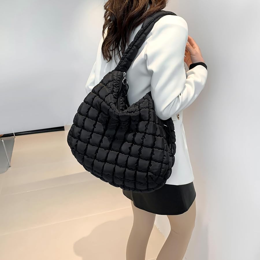 ☆JEDREFEB5☆ Slant Large Shoulder Bag Khaki JATOK Women Puffer Bag Crossbody Bag Quilted Bags Luxury