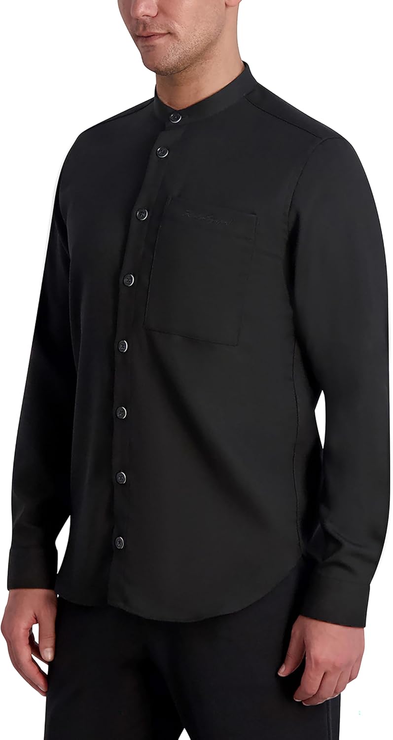 Karl Lagerfeld Mens Mandarin Collar Long Sleeve Lt Weight Shirt - Image 3