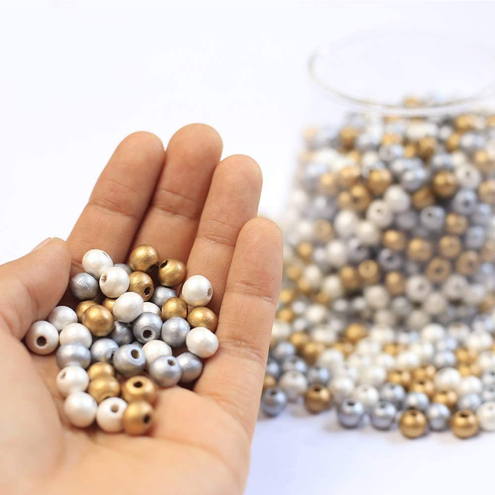 1000 Pezzi Perline di Legno 8mm Perline Legno Perline Legno Rotonde Perline Naturali Kit per Decorazioni Artigianali Fai-da-Te Palline di Legno